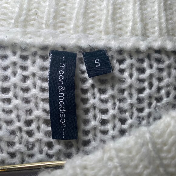 Moon & Madison Womens White Crop Cable Open Knit Sweater Cottage Fairy Layer - Picture 4 of 6